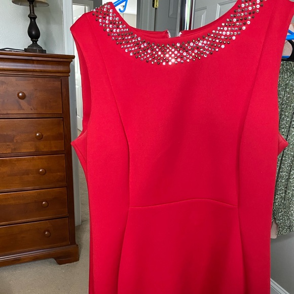 Calvin Klein Dresses & Skirts - Red beaded sleeveless dress